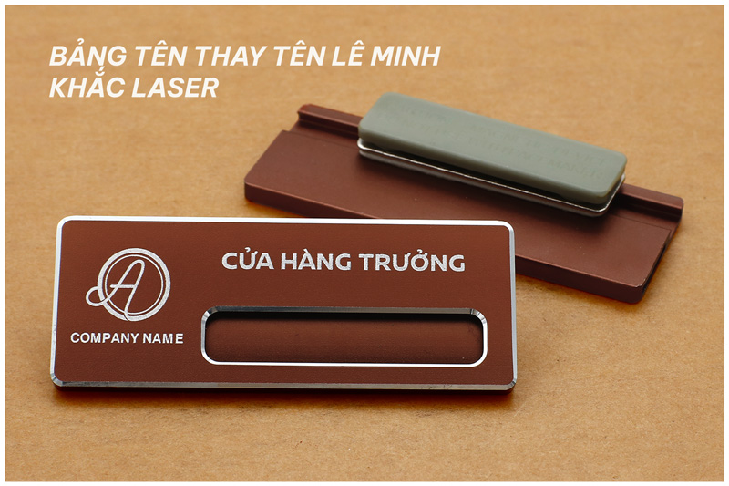 bảng tên nhân viên thay tên chất liệu nhôm