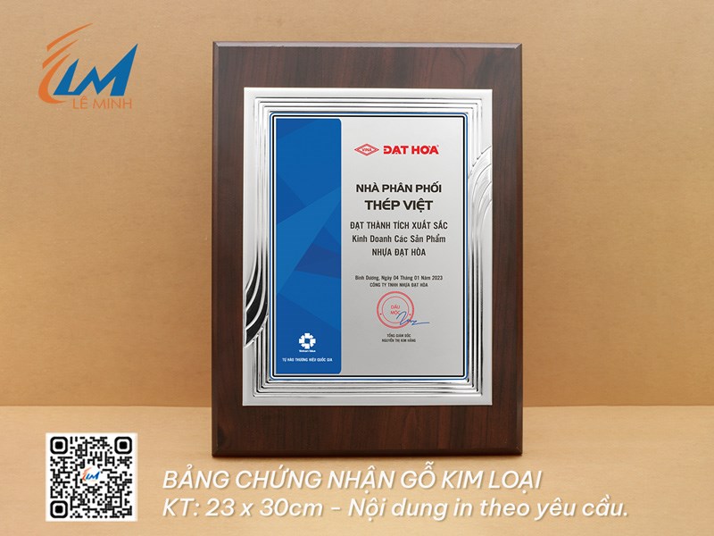 BẢNG CHỨNG NHẬN CAO CẤP