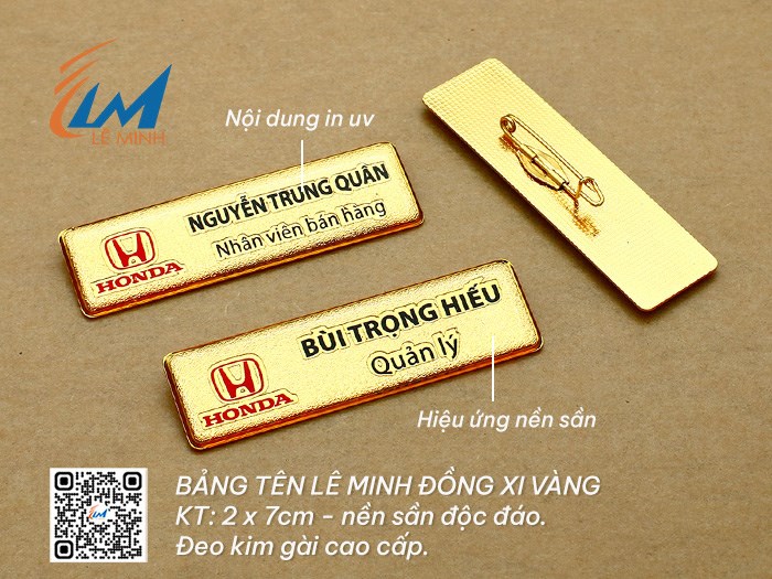 LÀM BẢNG TÊN ĐEO ÁO BẰNG ĐỒNG XI IN UV