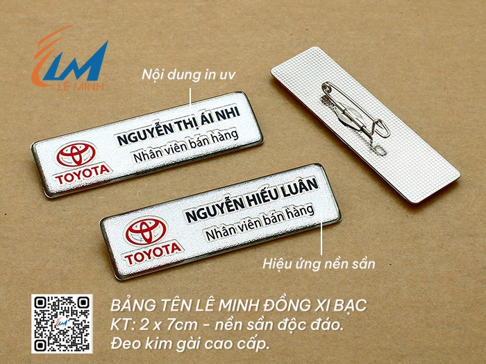 LÀM BẢNG TÊN ĐEO ÁO BẰNG ĐỒNG XI IN UV