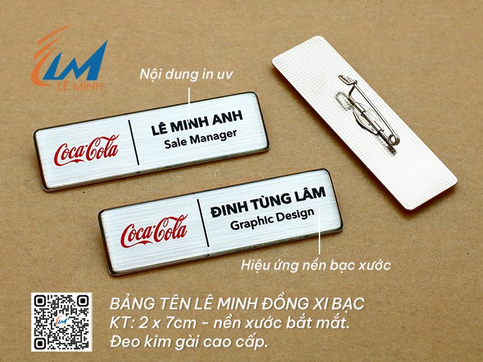 LÀM BẢNG TÊN ĐEO ÁO BẰNG ĐỒNG XI IN UV