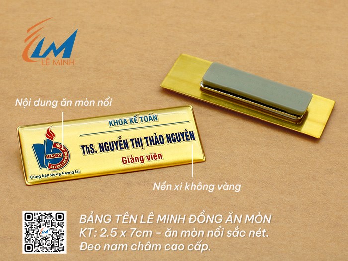 LÀM BẢNG TÊN ĐEO ÁO BẰNG ĐỒNG ĂN MÒN