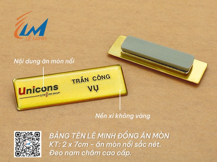 LÀM BẢNG TÊN ĐEO ÁO BẰNG ĐỒNG ĂN MÒN
