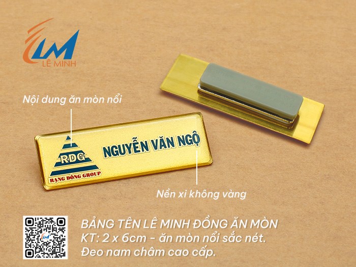 LÀM BẢNG TÊN ĐEO ÁO BẰNG ĐỒNG ĂN MÒN