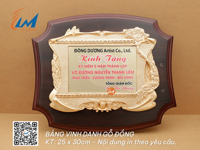 BẢNG VINH DANH GỖ ĐỒNG