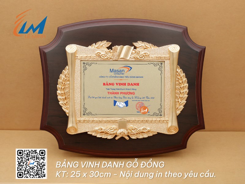 BẢNG VINH DANH GỖ ĐỒNG