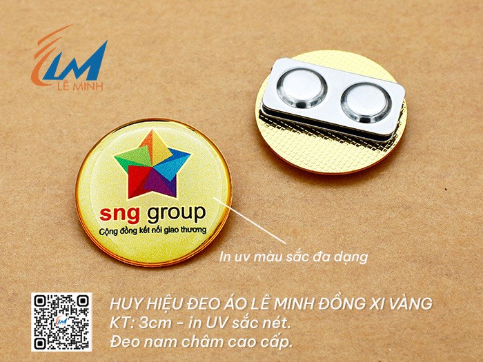 HUY HIỆU TRÒN BẰNG ĐỒNG XI VÀNG/BẠC IN UV 