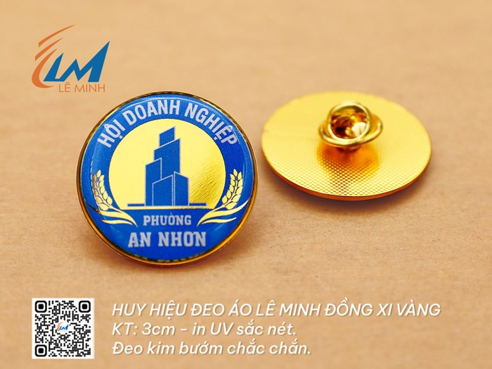 HUY HIỆU TRÒN BẰNG ĐỒNG XI VÀNG/BẠC IN UV 