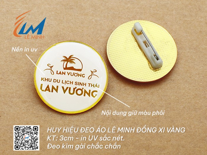 HUY HIỆU TRÒN BẰNG ĐỒNG XI VÀNG/BẠC IN UV 