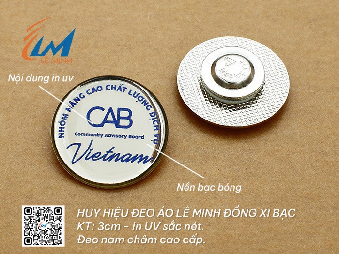 HUY HIỆU TRÒN BẰNG ĐỒNG XI VÀNG/BẠC IN UV 