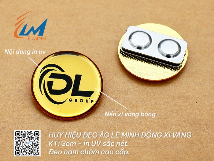 HUY HIỆU TRÒN BẰNG ĐỒNG XI VÀNG/BẠC IN UV 