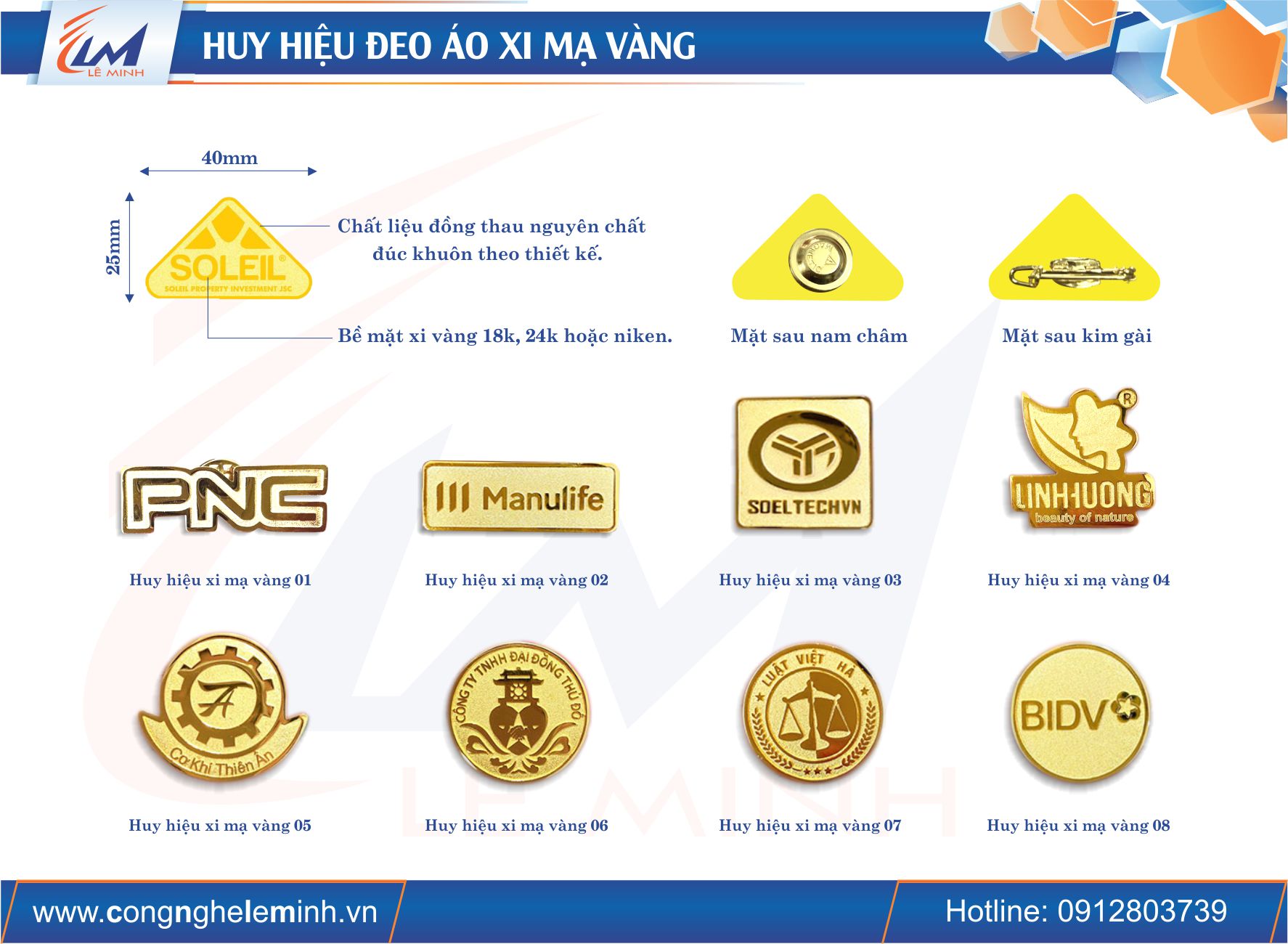 LÀM HUY HIỆU LOGO XI MẠ VÀNG